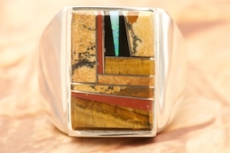 Calvin Begay Genuine Picture Jasper Sterling Silver Ring